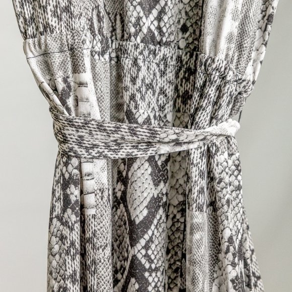 Michael Kors Snakeskin Patchwork Print Belted Dress, Size Large - Picture 12 of 12